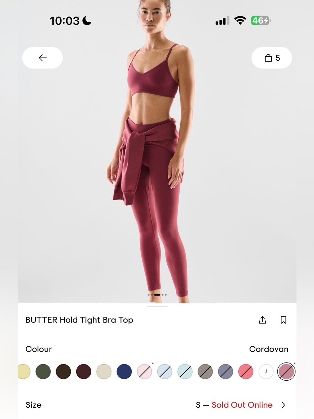 Aritzia Cordovan Butter Hold Tight Leggings & Bra Set